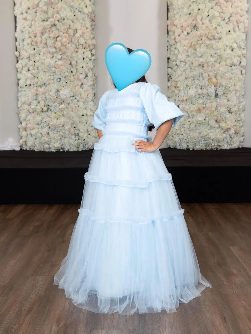 Light Blue Tiered Tulle Gown